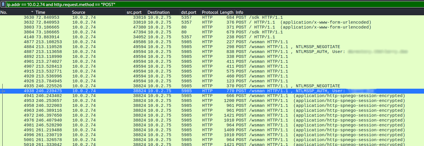 XML data extracted from the 2nd set of WSMan packets